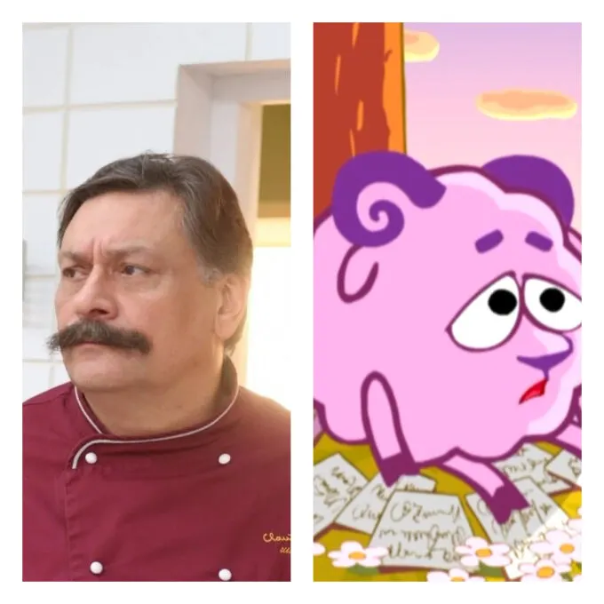 Шеф из «Кухни» и Бараш из «Смешариков»