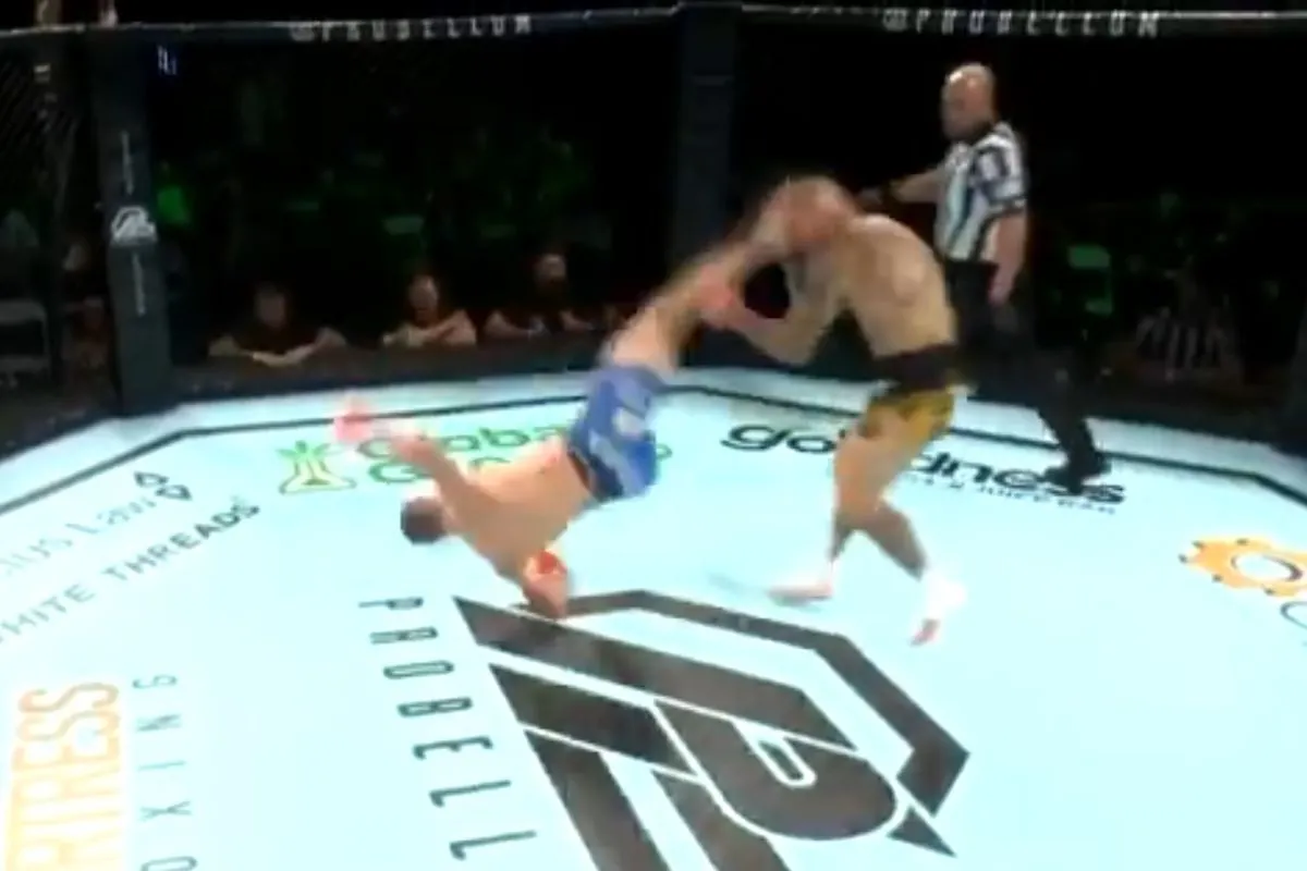 Французский боец нокаутировал легенду UFC раскатом грома. Это самая зрелищная вертушка